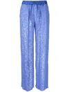 P.a.r.o.s.h . Wide-leg Trousers With Shimmering Sequin Detailing In Blue