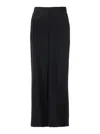 P.a.r.o.s.h Black Pants With Wide Leg And Elastic Rear Waist In Black