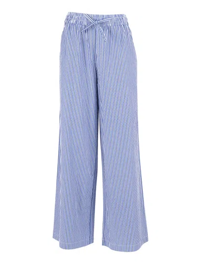 P.a.r.o.s.h Wide Leg Vertical Stripe Straight-leg Pants In Blue