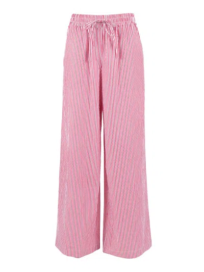 P.a.r.o.s.h Wide Leg Vertical Stripe Straight-leg Pants In Pink