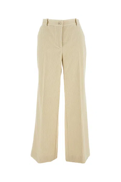 P.a.r.o.s.h Wide-leg Corduroy Trousers With Vertical Ribbed Texture In Neutral
