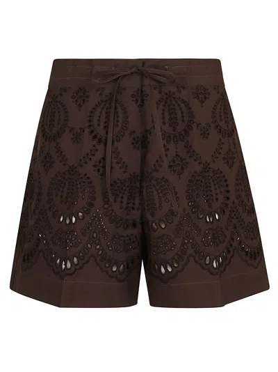 P.a.r.o.s.h Wide-leg Embroidered Bermuda Shorts In Brown