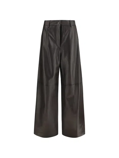 P.a.r.o.s.h Parosh Parosh Lamb Leather Trousers In Black