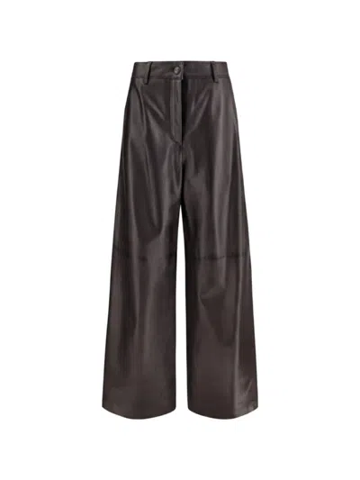 P.a.r.o.s.h Parosh Wide-leg Leather Trousers In Brown