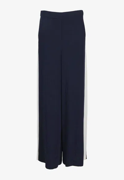 P.a.r.o.s.h Wide-leg Pants Contrast Side-panels In Blue