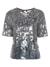 P.a.r.o.s.h Iridescent Sequin-embellished T-shirt In 067