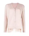 P.a.r.o.s.h Feather-trimmed Wool Cardigan In Pink