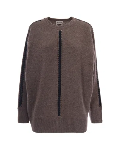 P.a.r.o.s.h Parosh Women's Crewneck Knit Sweater With Contrast Trim In Greige Chiaro