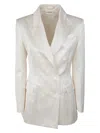 P.a.r.o.s.h P. A.r. O.s. H. Double Breasted Satin,viscose And Linen Jacket In White