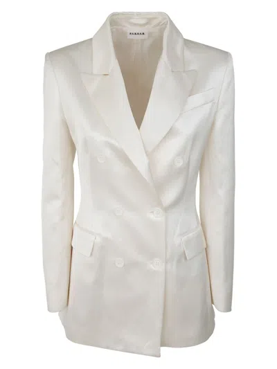 P.A.R.O.S.H WOMEN'S DOUBLE BREASTED SATIN,VISCOSE AND LINEN JACKET