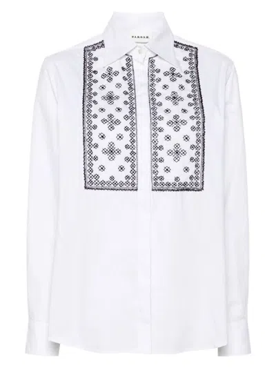 P.A.R.O.S.H WOMEN'S EMBROIDERED COTTON SHIRT WITH BEADS