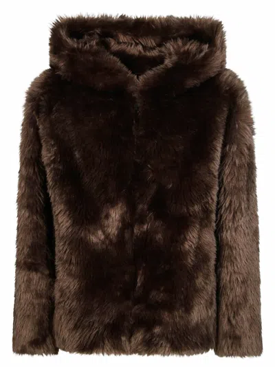 P.a.r.o.s.h Parosh Women's Faux Fur Puffer Jacket In Marrone