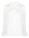 P.a.r.o.s.h Ruffled Neck-tie Blouse In White