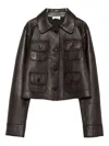 P.a.r.o.s.h Collared Leather Jacket Long Sleeves Flap Pockets In Brown