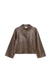 P.a.r.o.s.h Leather Jacket Front Pockets Pointed Collar In Brown