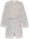 P.a.r.o.s.h Floral Lace Long Sleeve Belted Jacket In Grey