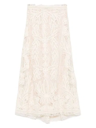 P.A.R.O.S.H WOMEN'S LACE MIDI SKIRT