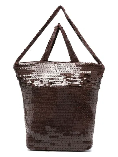 P.a.r.o.s.h Women's Sequined Satchel In Brown