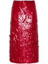 P.a.r.o.s.h Sequined Midi Skirt In Red