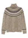 P.a.r.o.s.h High Neck Knitwear With Fair Isle Design In Sand