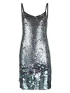 P.a.r.o.s.h Mini Grey Dress With All-over Multicolor Sequins In 067