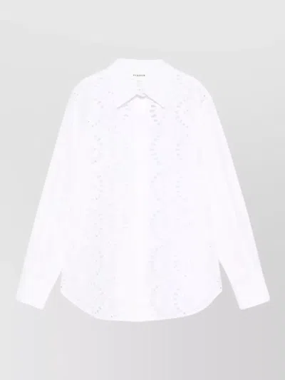 P.a.r.o.s.h Womens Eyelet Detail Long Sleeve Shirt In White