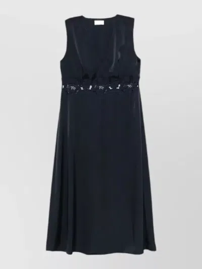 P.a.r.o.s.h Womens Lace Midi Satin Sleeveless Dress In Black
