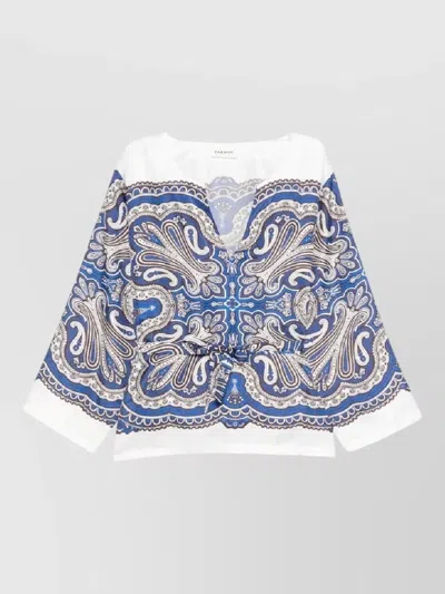 P.a.r.o.s.h Womens Paisley Shirt Long Sleeves Tie Neckline In Blue
