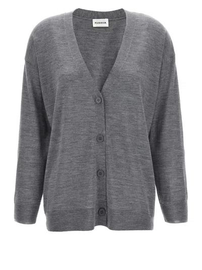 P.a.r.o.s.h V-neck Fine-knit Cardigan In Grey