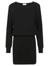 P.a.r.o.s.h . Wool Blend Knit Midi Dress With Ribbed Detailing In Black