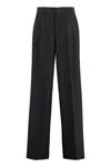 P.a.r.o.s.h Black Pants With High Waist And Front Pences In Wool Stretch Woman In Black