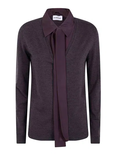P.a.r.o.s.h Wool Cardigan With Silk Parts In Brown