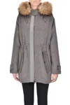 P.a.r.o.s.h . Relaxed Silhouette Wool Parka With Fur Trim In Gray