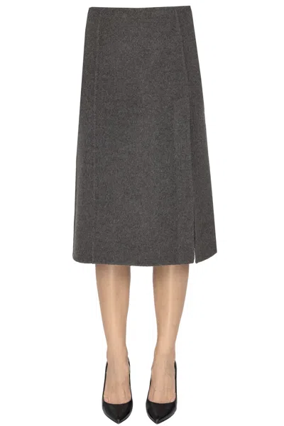 P.a.r.o.s.h Wool Cloth Pencil Skirt In Gray