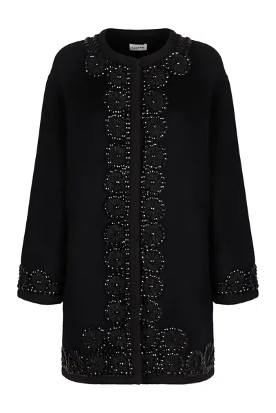 P.a.r.o.s.h Floral-embellished Coat In Blue