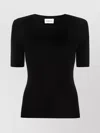 P.a.r.o.s.h Wool Crew Neck Top With Ribbed Texture In Black