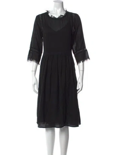 Pre-owned P.a.r.o.s.h Wool Midi Length Dress In Black