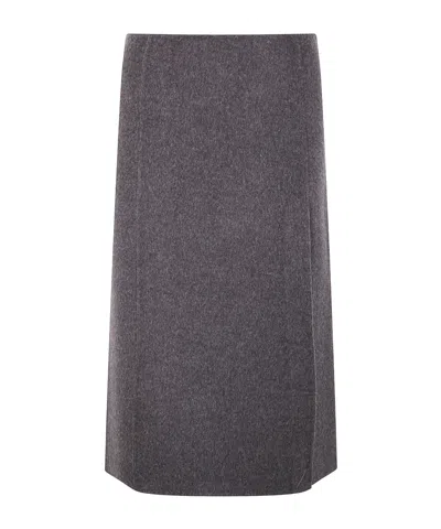 P.a.r.o.s.h Wool Midi Skirt In Gray