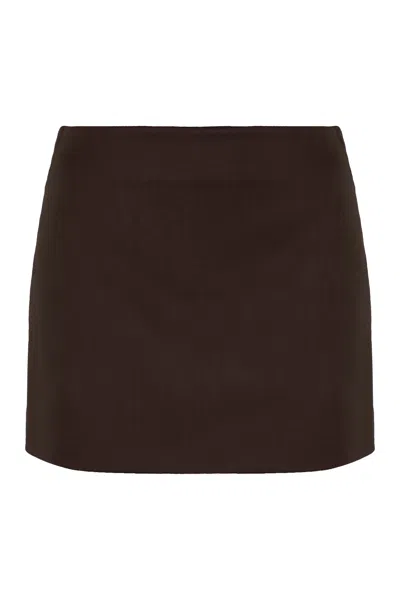 P.a.r.o.s.h Parosh Wool Mini Skirt In Brown