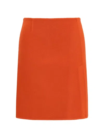 P.a.r.o.s.h Multicolor Wool Oves Aries Mini Skirt In Orange