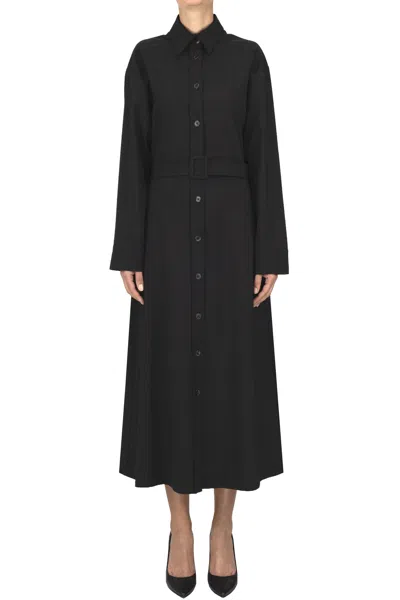 P.a.r.o.s.h Wool Shirt Dress In Charcoal