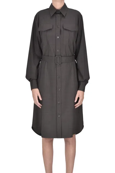 P.a.r.o.s.h Wool Shirt Dress In Gray