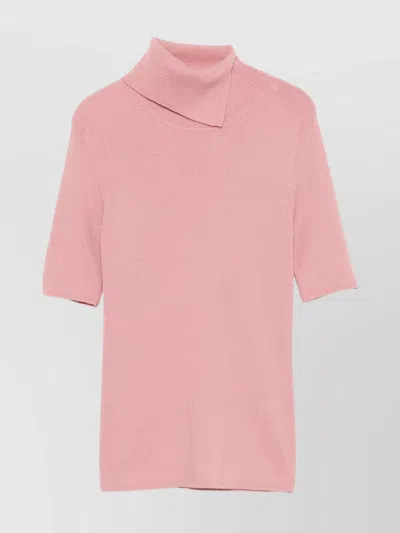P.a.r.o.s.h Wool Top With Split Roll Neck In Pink