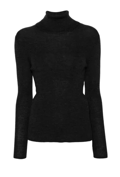 P.a.r.o.s.h . Wool Turtleneck Sweater With Back Detail In Black