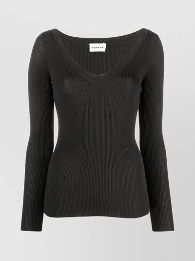 P.A.R.O.S.H WOOL V-NECK RIBBED KNIT JUMPER