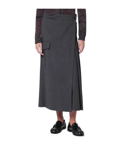 P.a.r.o.s.h Wool Wrap Skirt In Gray