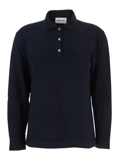 P.a.r.o.s.h . Wool-cashmere Blend Polo Shirt In Navy