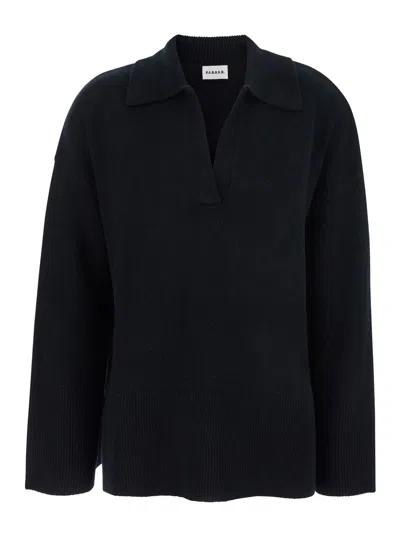 P.a.r.o.s.h . Wool-cashmere Blend With Polo Collar Sweater In Black