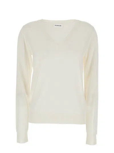 P.a.r.o.s.h . Wool-silk Blend V-neck Sweater In White