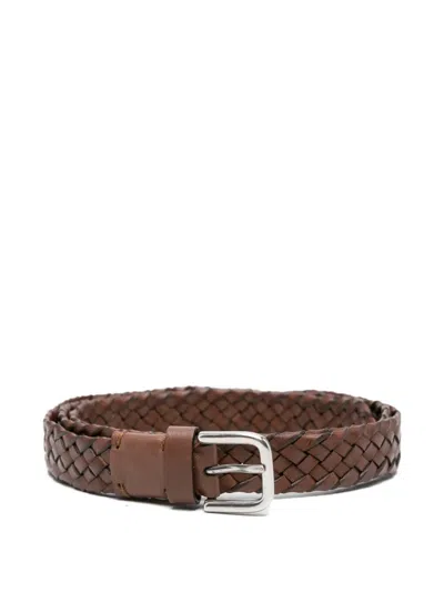 P.a.r.o.s.h Woven Leather Belt In Brown